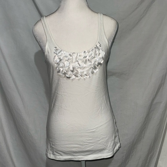 Banana Republic Tops - ruffly floral white Banana Republic tank top size small